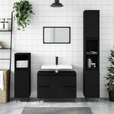 The Living Store Kopalniška omarica črna 80x33x60 cm inženirski les - Kopalniška Omarica, (21436617) Cene