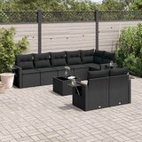  9-dijelni set vrtnih sofa s jastucima crni od poliratana | shoptok.hr