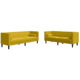  Chesterfield garnitura s jastucima, 2 dijela, žuti baršun | shoptok.hr