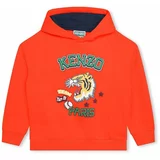 Kenzo Kids Otroški pulover oranžna barva, s kapuco