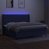  Krevet box spring s madracem LED plavi 200x200 cm od tkanine | shoptok.hr