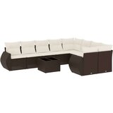 vidaXL 10-dijelni set vrtnih sofa od poliratana s jastucima smeđi | shoptok.hr