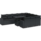 Maison Chic Seti vrtnega pohištva - Vrtna garnitura - Vrtni pohištvo set 11-delna z blazinami črn poli ratan, (21811407) | Shoptok.si