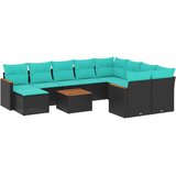  11-dijelni vrtni set s jastucima crni poliratan | shoptok.hr