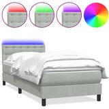 Box Spring krevet s madracem i LED svijetlo sivi 80x210 cm baršun | shoptok.hr