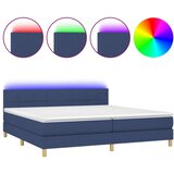  Krevet box spring s madracem LED plavi 200x200 cm od tkanine | shoptok.hr