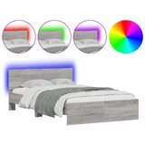 Maison Chic Posteljni okvir - Dvoposteljna postelja - Zakonska postelja z vzglavjem in LED siva sonoma 120x190 cm-J16147, (21768938) | Shoptok.si