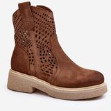 Zazoo 3470 Suede Women's Flat Heel Lace-Up Boots Brown | shoptok.hr
