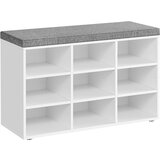 Songmics klop za čevlje z blazino, klop za shranjevanje z oblazinjenim sedežem, klop za hodnik z 9 predelki, nastavljivimi policami, za spalnico, 11,9 x 30,9 x 18,9 palca, bela in siva LHS009W14, (21389180) Cene