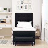  Postelja z vzmetnico in klopjo Črna 90x200 cm Tkanina, (22083551) | Shoptok.si