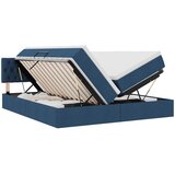 vidaXL Krevet S LED lampica s uzglavljem Plava 200 x 200 cm tkanina - Plava 200 x 200 cm Gladak dizajn | shoptok.hr