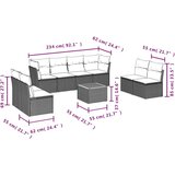 vidaXL 9-dijelni set vrtnih sofa s jastucima bež od poliratana | shoptok.hr