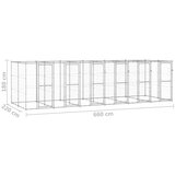 vidaXL Zunanji pasji boks pocinkano jeklo 14,52 m² | Shoptok.si