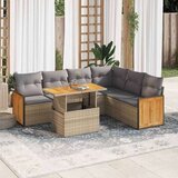  7-dijelni set vrtnih sofa s jastucima bež od poliratana bagrem | shoptok.hr