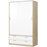 Tvilum Bela/naravna garderobna omara v hrastovem dekorju z drsnimi vrati 121x200 cm Line – Cene