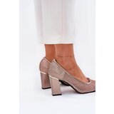 VINCEZA Embellished Mesh Heels On Heel Beige 62211 | Shoptok.si