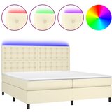 Krevet box spring s madracem LED krem 200x200cm od umjetne kože | Eponuda.ba
