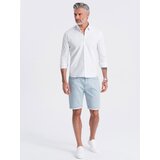 Ombre Men's denim shorts in delicate stripe - light blue | Shoptok.si