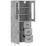 vidaXL Visoka komoda betonsko siva 69,5x34x180 cm inženirski les | Shoptok.si