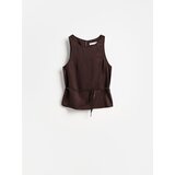 Reserved Bluza s dodatkom lana - tamnosmeđe | shoptok.hr