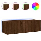 Maison Chic Stenska TV omarica - TV stojalo - Televizijska omarica z LED lučkami rjavi hrast 100x35x31 cm, (21699950) Cene