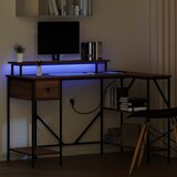  Stol s policom Smeđi hrast 120 x 79 x 86,5 cm Konstruirano drvo | shoptok.hr