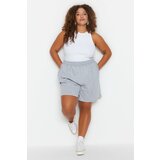 Trendyol Curve Plus Size Shorts & Bermuda - Gray - High Waist Cene