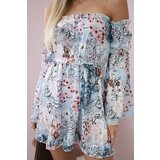 Kesi Floral dress on the shoulders of azure color | shoptok.hr