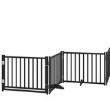  Vrata za pse s vratašcima 12 panela sklopiva 960 cm drvo topole Crna 80 x 60 x 2 cm | Shoptok.si