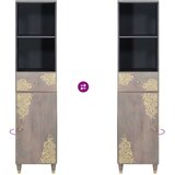 vidaXL Strani šal s predalom Siva 38 x 33.5 x 160 cm Trden mangov les | Shoptok.si