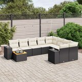  10-dijelni set vrtnih sofa s jastucima crni od poliratana | shoptok.hr