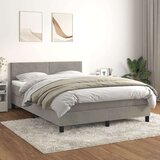 vidaXL Box spring postelja z vzmetnico svetlo siv 140x190 cm žamet | Shoptok.si