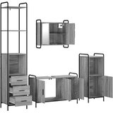  Set ormarića za kupaonicu 4 kom. Siva Sonoma 40 x 36 x 200 5 cm - Siva Sonoma Ormar ispod sudopera (3 vrata) + viseći ormar + ku | shoptok.hr