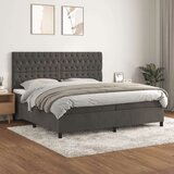  Box spring postelja z vzmetnico temno siva 200x200 cm žamet, (20788846) Cene