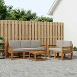  Set vanjskih sofa 6 pcs Prirodna i svjetlosiva Poliester | shoptok.hr