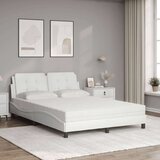  Postelja z vzmetnico bela 140x190 cm umetno usnje | Shoptok.si