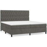  Box spring postelja z vzmetnico temno siva 200x200 cm žamet, (20788846) | Shoptok.si