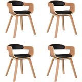  Jedilni stol 4 kosi črn ukrivljen les in umetno usnje, (20944568) | Shoptok.si