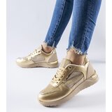 Gemre Beige and gold sneakers with decorative stitching Facondo | Shoptok.si