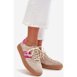 Boto Suede Women's Platform Sneakers Beige-Pink Cavira | shoptok.hr