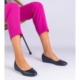 Gemre Black wedge-heeled ballet flats in faux leather Savelia | Shoptok.si