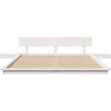 vidaXL Postelji okvir z mizicami ob postelji Bela 150x200cm iz trdega lesa | Shoptok.si