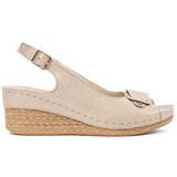 GOODIN Beige low wedge sandals | Shoptok.si