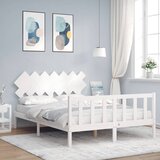 Maison Chic Posteljni okvir - Dvoposteljna postelja - Zakonska postelja brez vzmetnice bel 140x190 cm trdna borovina-J11347, (21764454) | Shoptok.si