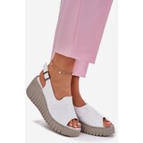ARTIKER Women's Sandals Made Of Natural Leather On Wedge White | ePonuda.com
