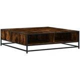 vidaXL Klubska mizica dimljeni hrast 100x100x30 cm inž. les in kovina | Shoptok.si
