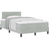 vidaXL Box Spring Postelja z Blazino Svetlo Siva Majhna Dvojna Žamet | Shoptok.si