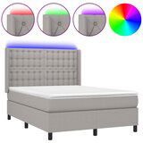 The Living Store Box spring postelja z vzmetnico LED svetlo siva 140x190cm blago - Box Spring Postelja, (21521110) | Shoptok.si