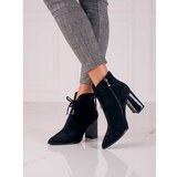 SHELOVET suede black women's ankle boots on the post Cijene
