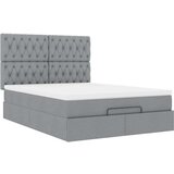 vidaXL Otomanski posteljni okvir z vzmetnico siv 140x190 cm blago | Shoptok.si
